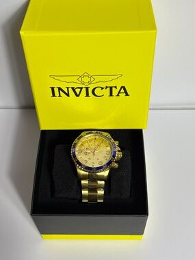 Invicta Specialty Mens Watch 69819 Gold Tone Stainless Steel Bracelet 48mm Blue